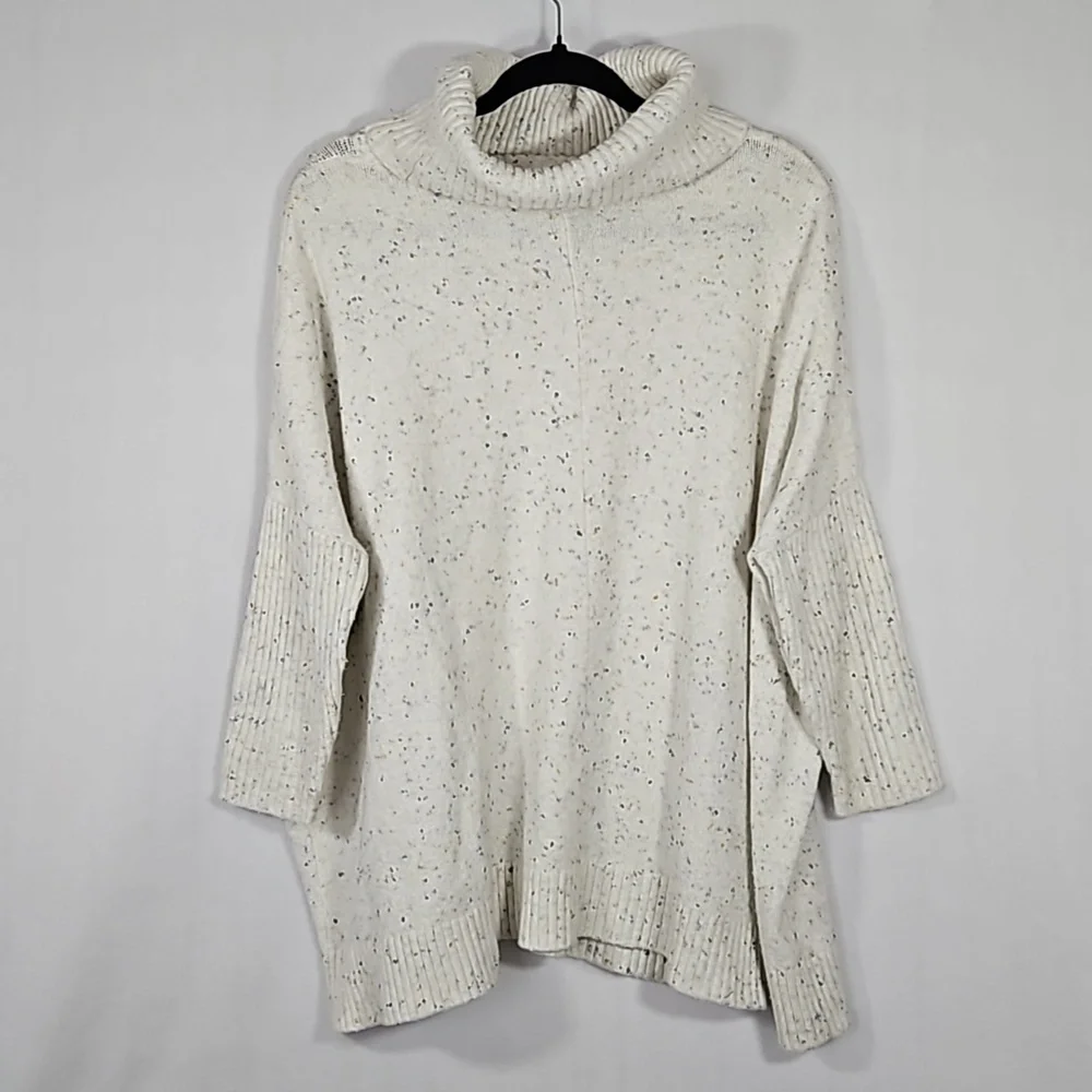 LOFT Oversized Speckled Cowl Neck Tunic Sweater S